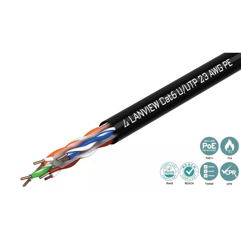 Lanview LVN122151 verkkokaapeli musta 305 m Cat6 U/UTP UTP 10000 Mbit/s