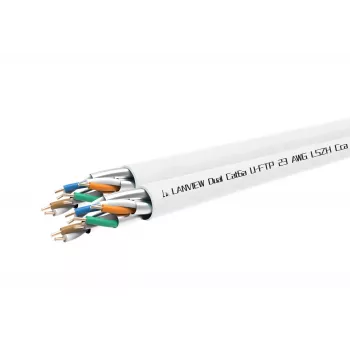 Cat6a U-FTP kaksoisverkkokaapeli 4x2xAWG23 LSZH valkoinen