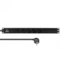 Lanview 19 inch rack-virranjakaja 1U 10A, 5x Schuko (LVR-3MSCH-LIC-SCH5)
