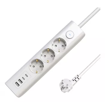 Microconnect 3-osainen USB-Schuko-pistorasialista 1,5 m valkoinen 3 AC-pistorasiaa 230 V