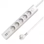 Microconnect 5-osainen USB Schuko -pistorasialista virtakytkimellä 1,5 m, valkoinen
