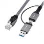 Microconnect CAT6 RJ45 FTP - USB A-C -adapterikaapeli, 3 metriä verkkoadapteri
