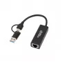 Sovitin Microconnect MC-USBACNET1G USB-C - RJ-45 0,2 m musta