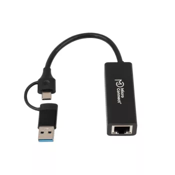 Sovitin Microconnect MC-USBACNET1G USB-C - RJ-45 0,2 m musta