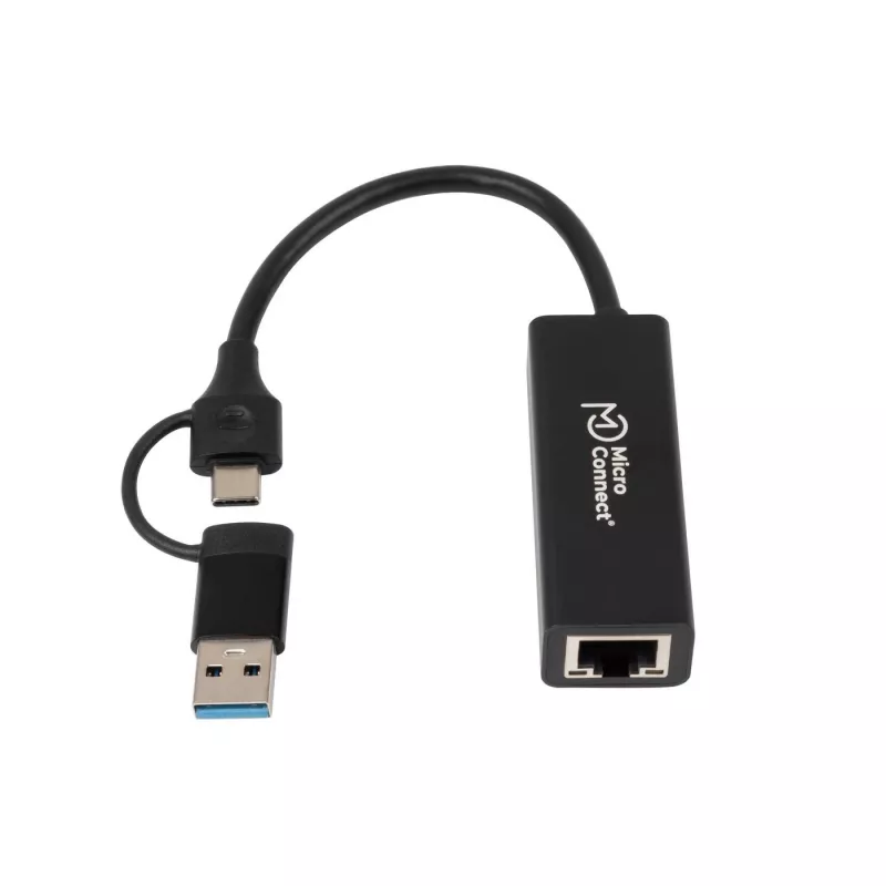 Sovitin Microconnect MC-USBACNET1G USB-C - RJ-45 0,2 m musta