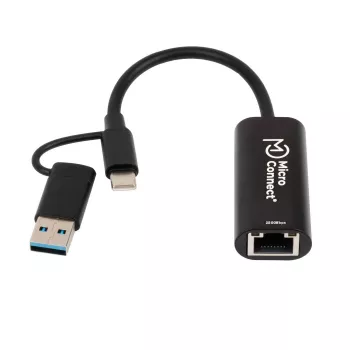 Microconnect MC-USBACNET2.5G kaapelisovitin USB C RJ-45 0,2 m musta
