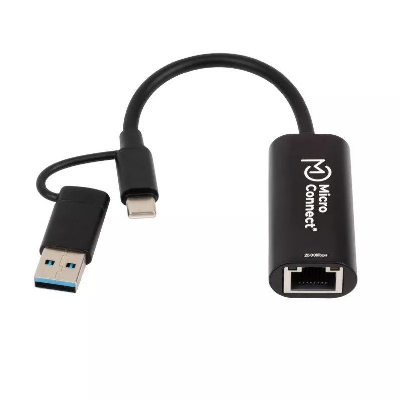 Microconnect MC-USBACNET2.5G kaapelisovitin USB C RJ-45 0,2 m musta