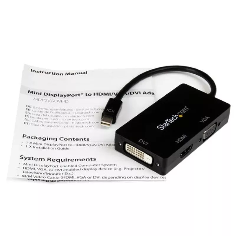 StarTech.com matka-A/V-sovitin: 3-in-1 Mini DisplayPort - VGA DVI tai HDMI -muunnin