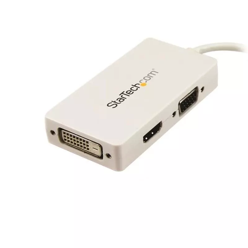StarTech.com Travel A/V -sovitin: 3-in-1 Mini DisplayPort - VGA DVI tai HDMI -muunnin - valkoinen