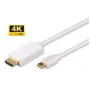 Microconnect MDPHDMI1-4K videokaapelisovitin 1 m Mini DisplayPort HDMI Type-A (Standard) valkoinen