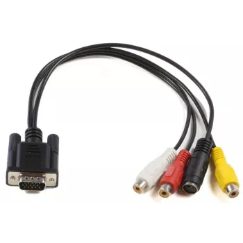 Microconnect MONGGSV videokaapeliadapteri 0,3 m VGA (D-Sub) RCA + S-Video musta