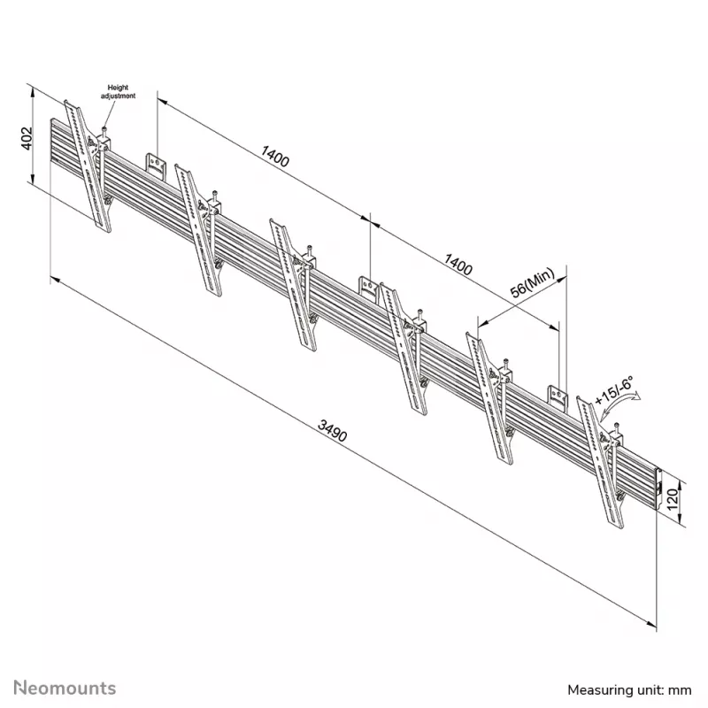 Neomounts NMPRO-WMB3 menutaulun seinäteline 32-55 tuumaa - kallistettava