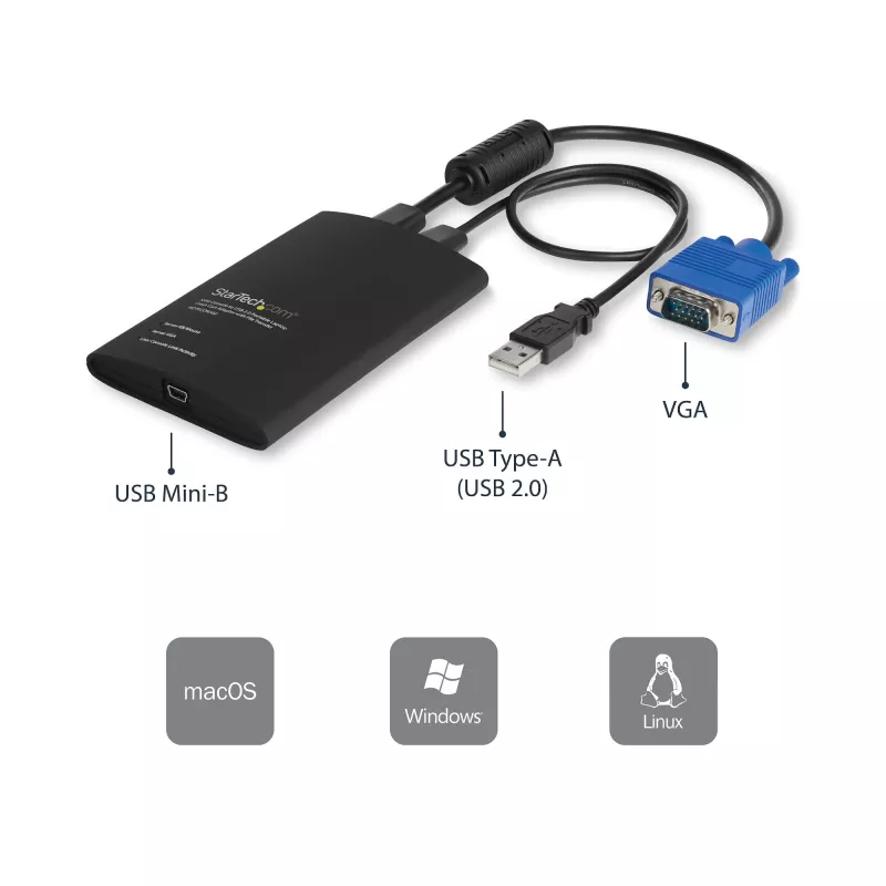 StarTech.com USB Crash Cart -sovitin tiedostonsiirrolla ja videokaappauksella