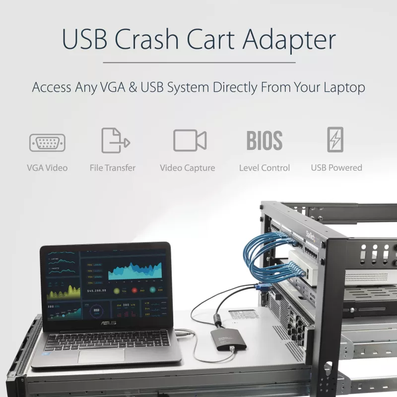 StarTech.com USB Crash Cart -sovitin tiedostonsiirrolla ja videokaappauksella