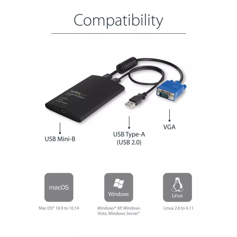 StarTech.com USB Crash Cart -sovitin tiedostonsiirrolla ja videokaappauksella