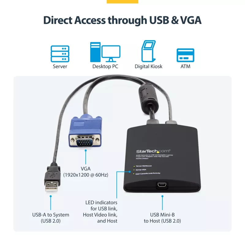 StarTech.com USB Crash Cart -sovitin tiedostonsiirrolla ja videokaappauksella