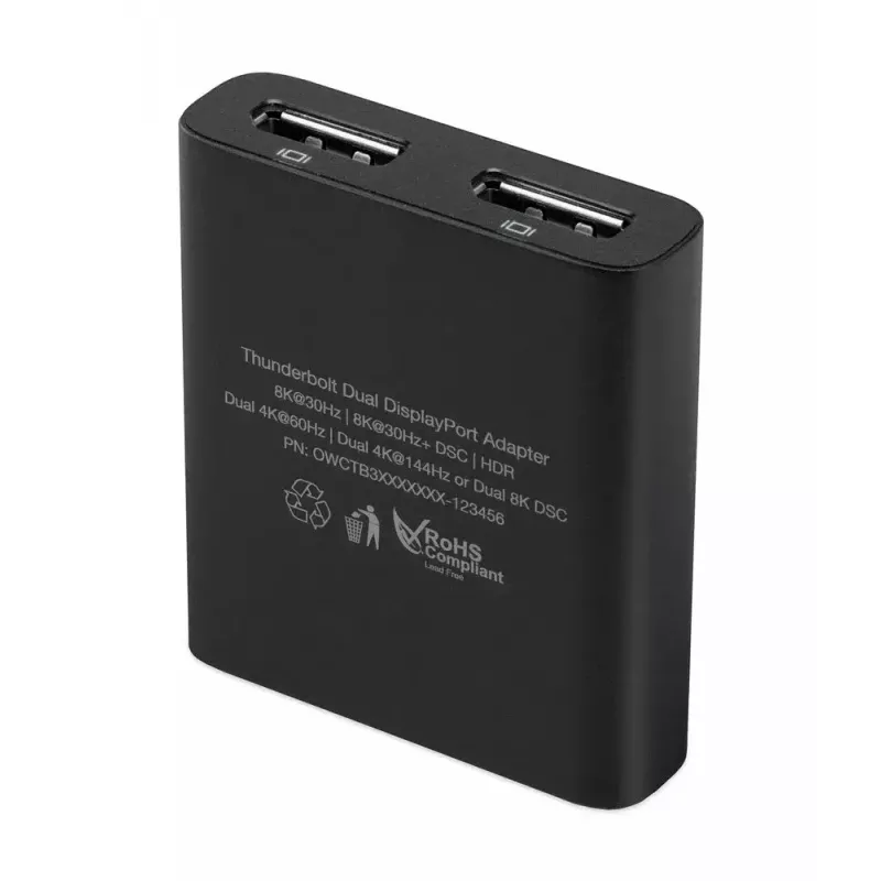 OWC Thunderbolt Dual DisplayPort -sovitin USB-näytönohjainsovitin 7680 x 4320 pikseliä musta