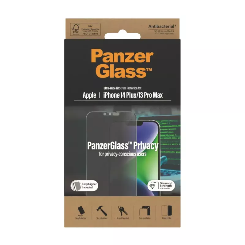 PanzerGlass ® katseensuojanäytönsuoja iPhone 14 Plus | 13 Pro Max | Ultra-Wide Fit EasyAlignerilla