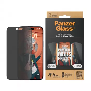 PanzerGlass ® tietosuojanäytönsuoja iPhone 15 Plus | Ultra-Wide Fit EasyAlignerilla