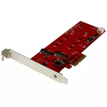 StarTech.com 2x M.2 SATA SSD -ohjainkortti – PCIe, PCIe, M.2, Full-Height / Low-Profile, PCI 2.0, punainen, CE, FCC, TAA