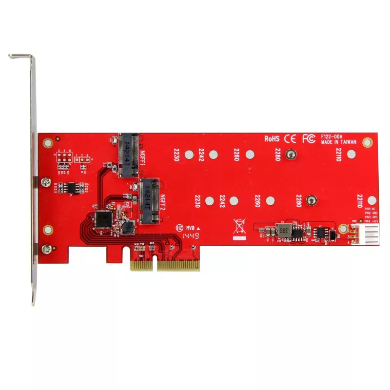 StarTech.com 2x M.2 SATA SSD -ohjainkortti – PCIe, PCIe, M.2, Full-Height / Low-Profile, PCI 2.0, punainen, CE, FCC, TAA