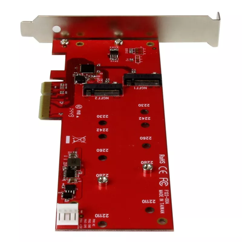 StarTech.com 2x M.2 SATA SSD -ohjainkortti – PCIe, PCIe, M.2, Full-Height / Low-Profile, PCI 2.0, punainen, CE, FCC, TAA