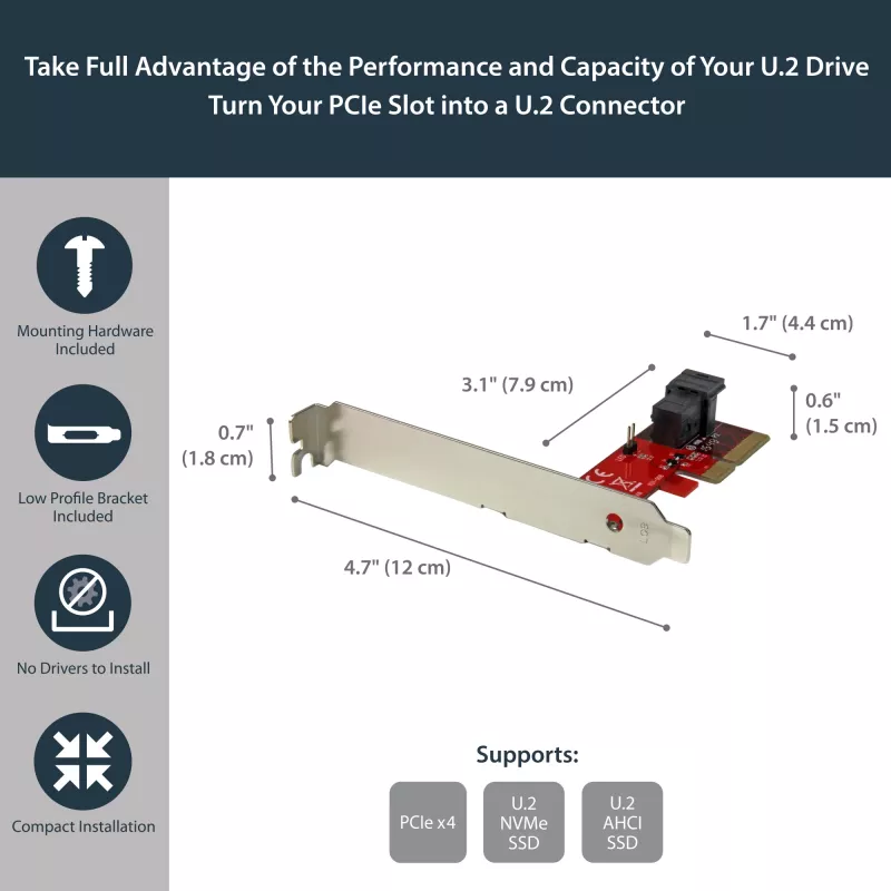 StarTech.com x4 PCI Express – SFF-8643 -adapteri PCIe NVMe U.2 SSD:lle
