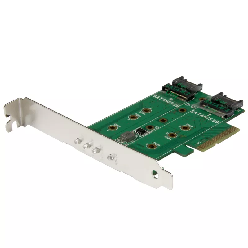 StarTech.com 3-porttinen M.2 SSD (NGFF) -adapterikortti – 1 x PCIe (NVMe) M.2, 2 x SATA III M.2 – PCIe 3.0