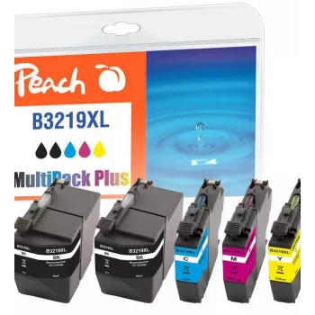 Peach Combi Pack Plus, yhteensopiva Brother LC-3219XL kanssa, suuri (XL) tuotto, musta, syaani, magenta, keltainen, 62 ml, 15 ml, 5 kpl, yhdistelmäpakkaus