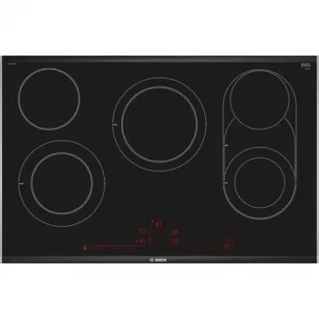 Bosch Serie 8 PKM875DP1D keittotaso musta, ruostumaton teräs kalusteisiin asennettava keraaminen keittotaso 5 vyöhykettä