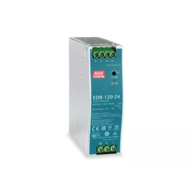 LevelOne 24V DC teollisuusvirtalähde, 120W, DIN-kiskoasennus