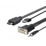 Vivolink Pro PROHDMIMVGA1 HDMI-kaapeli, HDMI-uros USB + VGA (HD-15) + 3,5 mm stereominiliitin, 1 m