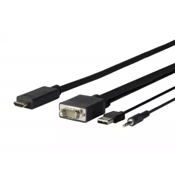 Vivolink PROVGAHDMI1 videokaapeliadapteri 1 m HDMI VGA (D-Sub) + 3,5 mm + USB Type-A musta