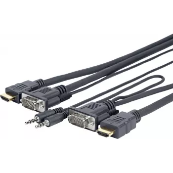 Vivolink PROVGAHDMIFLY5 videokaapeliadapteri 4 m VGA (D-Sub) + 3,5 mm HDMI Type-A (standardi) musta