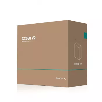 PC-kotelo DeepCool CC560 V2 Midi Tower musta — ATX/microATX, Tempered Glass, RGB-etu, 360mm-etujäähdytin, 370mm-GPU
