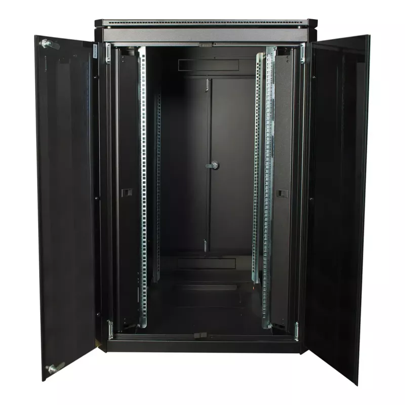 Vapaasti seisova räkkikaappi LOGON RDL22U88BL 22U musta 600 kg kapasiteetti