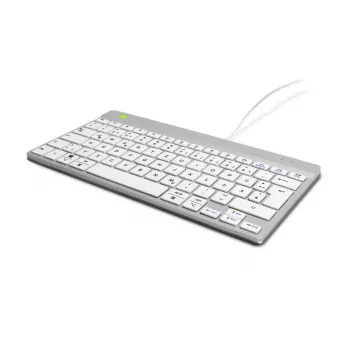 R-Go Tools ergonominen näppäimistö R-Go Compact Break, kompakti näppäimistö tauko-ohjelmistolla, QWERTZ (DE), johdollinen, valkoinen