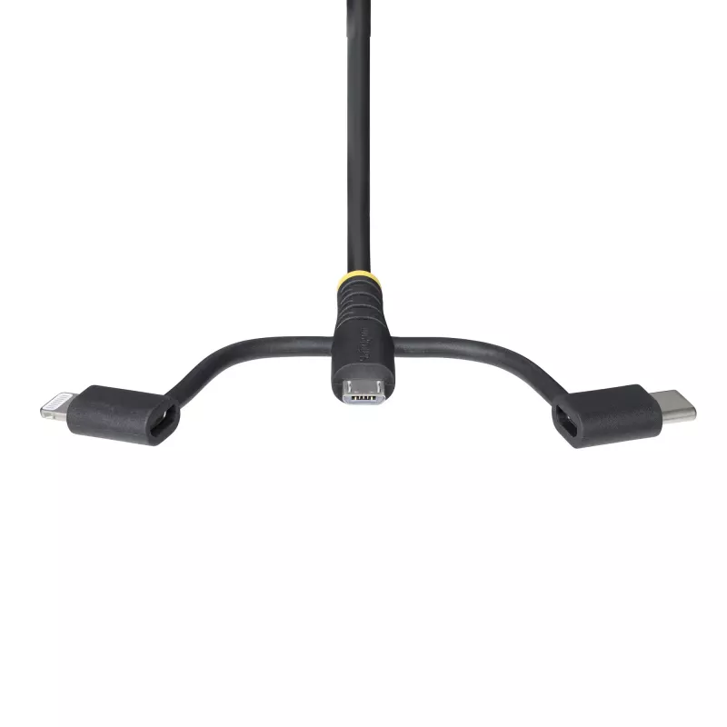 StarTech.com 1 m kestävä USB-monilatauskaapeli, USB Lightning/Micro-USB/Type-C, Apple MFi -sertifioitu, aramidipäällyste, yleinen 3-in-1 USB-latauskaapeli iPhone/iPad/Android