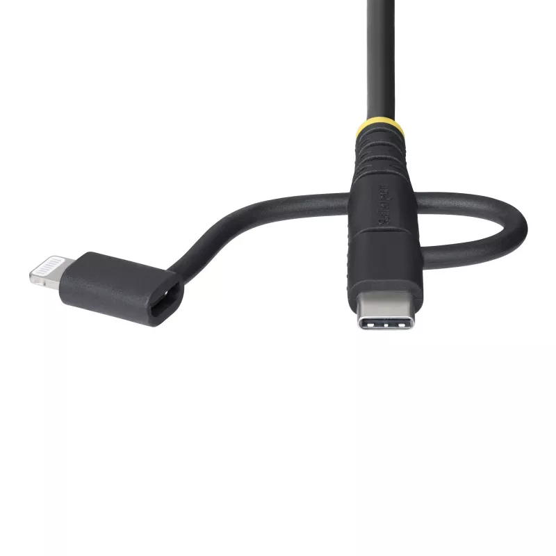StarTech.com 1 m kestävä USB-monilatauskaapeli, USB Lightning/Micro-USB/Type-C, Apple MFi -sertifioitu, aramidipäällyste, yleinen 3-in-1 USB-latauskaapeli iPhone/iPad/Android