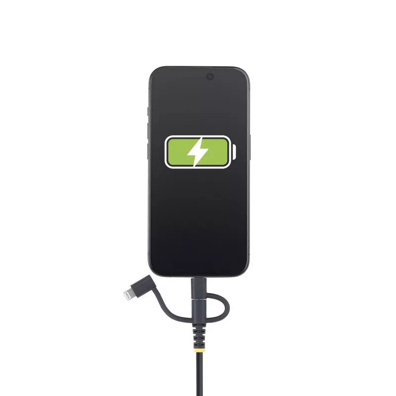StarTech.com 1 m kestävä USB-monilatauskaapeli, USB Lightning/Micro-USB/Type-C, Apple MFi -sertifioitu, aramidipäällyste, yleinen 3-in-1 USB-latauskaapeli iPhone/iPad/Android