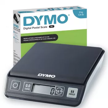 DYMO M2 digitaalinen lähetysvaaka | 2 kg kapasiteetti USB postivaaka | kompakti koko 18,5 cm L x 16,1 cm S x 4,4 cm K