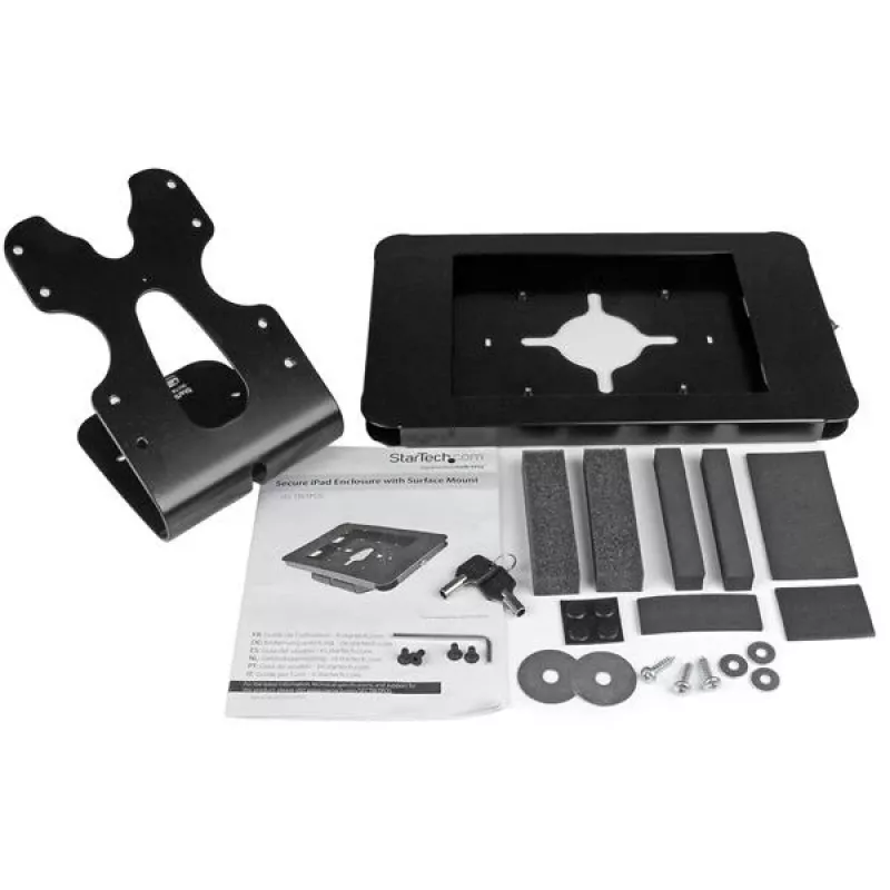 StarTech.com SECTBLTPOS lukittava tablettiteline 9,7 tuuman iPadille, pöytä- tai seinäasennus, teräs, 100 x 100 mm kiinnitys, musta