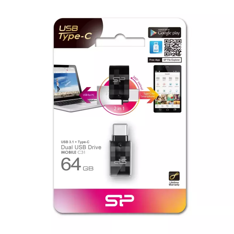 USB-muistitikku Silicon Power 64 GB USB Type-A USB Type-C Mobile C31