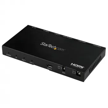 StarTech.com 2-porttinen HDMI-jakaja (1x2) – 4K 60 Hz UHD HDMI 2.0 audio-video-jakaja skaalaajalla ja audion erottimella (3,5 mm/SPDIF) – dual HDMI -jakaja (1 tulo 2 lähtöä) – EDID-kopio – TV/projektori