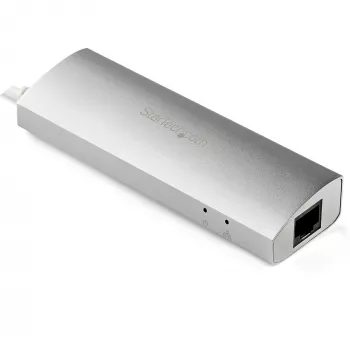 StarTech.com 3-porttinen kannettava USB 3.0 -keskitin Gigabit-Ethernetillä - integroitu kaapeli~3-porttinen kannettava USB 3.0 -keskitin Gigabit-Ethernetillä - 5 Gbit/s - integroitu kaapeli