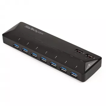 StarTech.com 7-porttinen USB 3.0 -keskitin ja erilliset latausportit - 2 x 2,4A porttia~7-porttinen USB 3.0 -keskitin (5Gbps) ja erilliset latausportit - 2 x 2,4A porttia