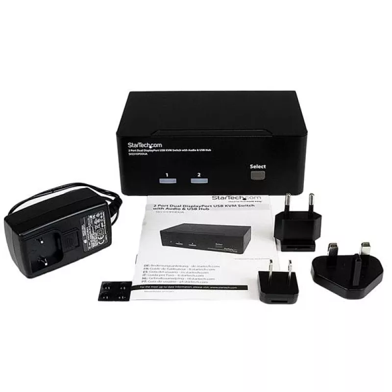 StarTech.com 2-porttinen Dual DisplayPort USB KVM-kytkin audio- ja USB 2.0 -keskittimellä