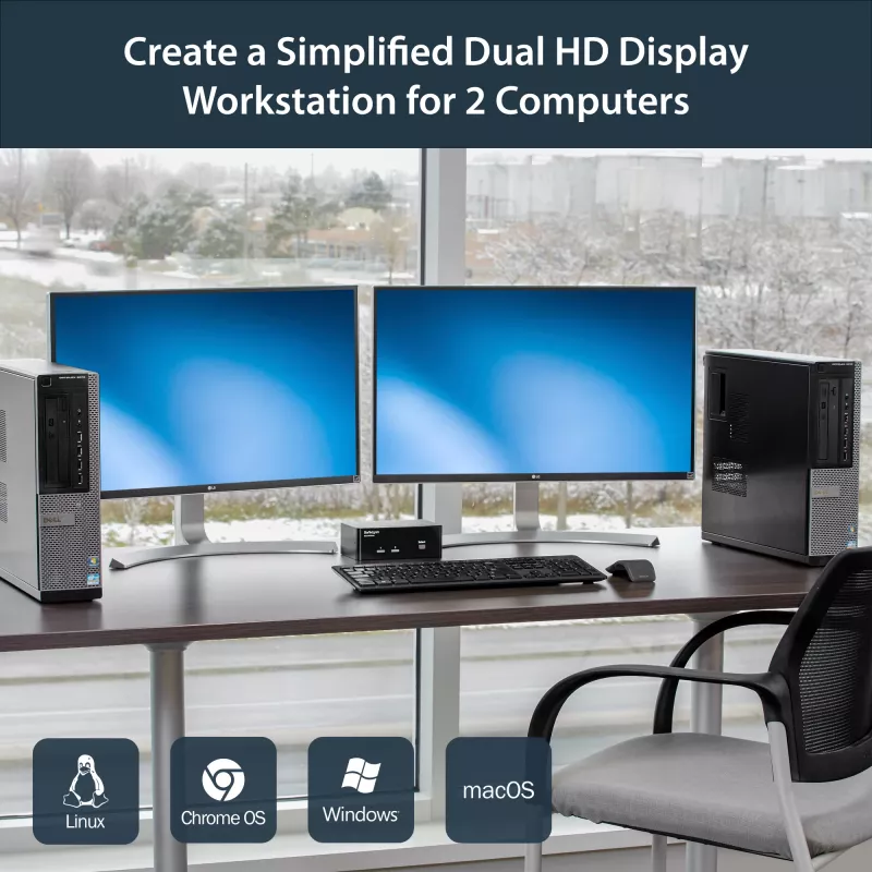 StarTech.com 2-porttinen Dual DisplayPort USB KVM-kytkin audio- ja USB 2.0 -keskittimellä