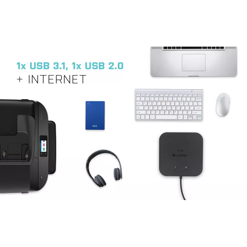i-tec Thunderbolt 3 Travel Dock Dual 4K -näyttö + Power Delivery 60W