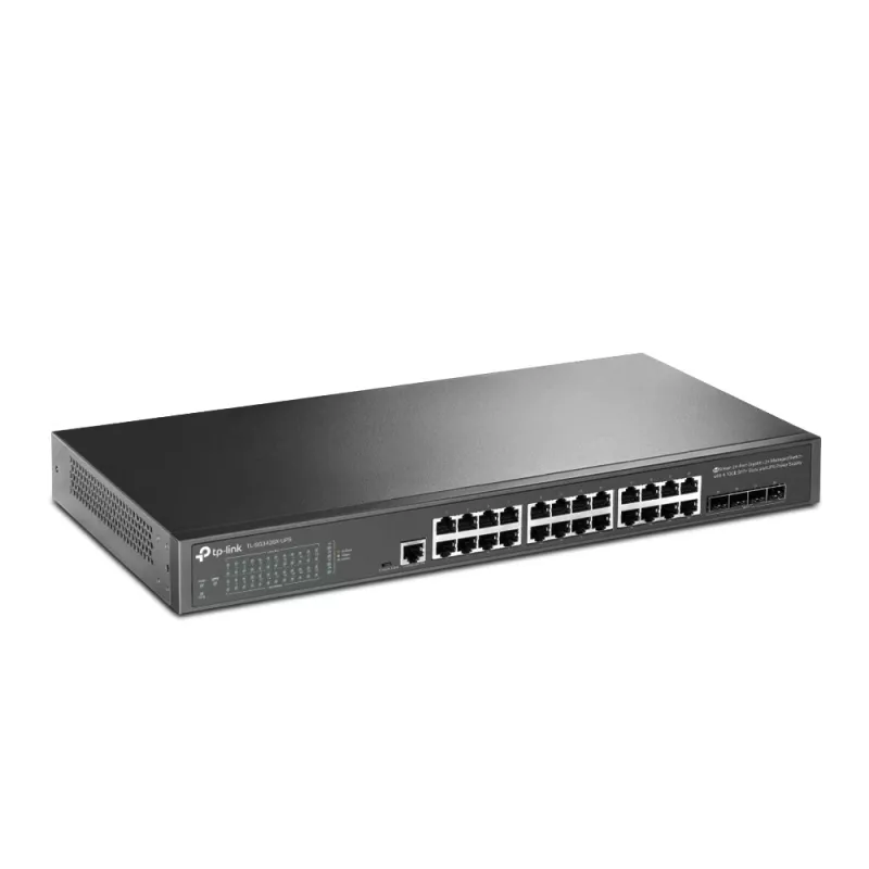 TP-Link JetStream TL-SG3428X-UPS verkkokytkin hallittava L2+/L3 Gigabit Ethernet (10/100/1000) 1U musta